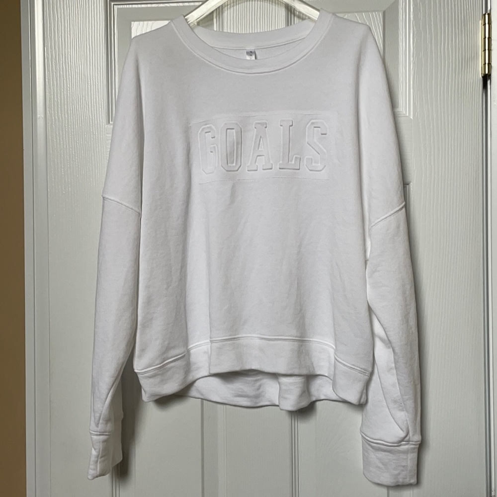 White Goals Fabletics Sweatshirt never worn large